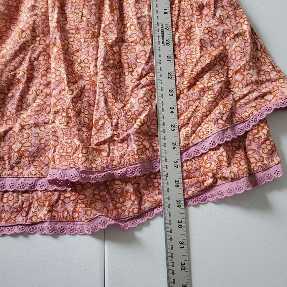 Free People Dress Womens Small Purple Pink Floral Boho Layered Milkmaid Whimsy - Picture 5 of 11